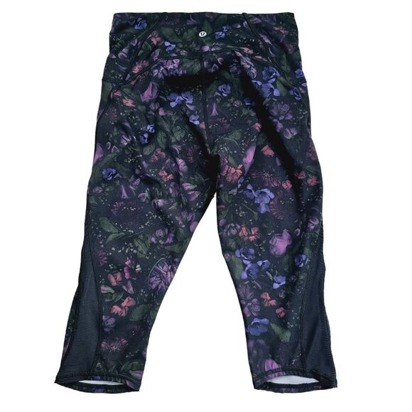 Lululemon Athletica Black Multi Frozen Flourish Train Times Crop Leggings Size 8 - Picture 3 of 10